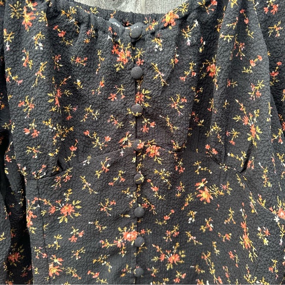 Madewell Kirstie Sweetheart Top in Fresh Sprigs Smocked Cuffs Balloon 3/… - Picture 3 of 8